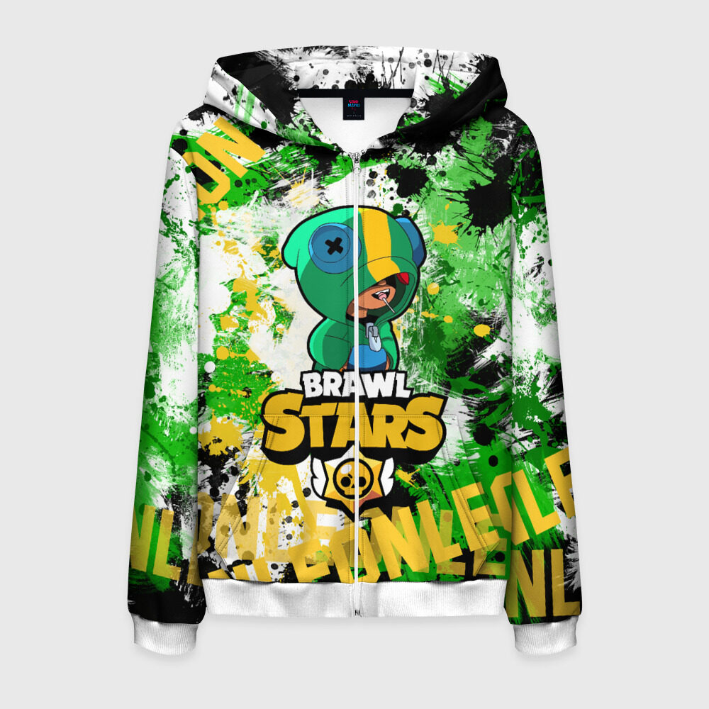 Мужская толстовка 3D на молнии Brawl Stars Leon фото
