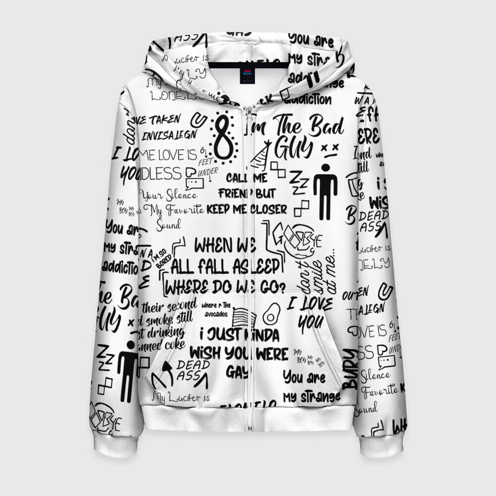 Мужская толстовка 3D на молнии МУЗЫКА БИЛЛИ АЙЛИШ фото