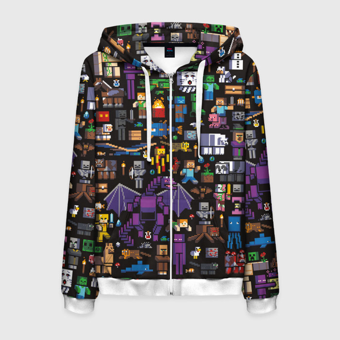 Мужская толстовка 3D на молнии MINECRAFT фото