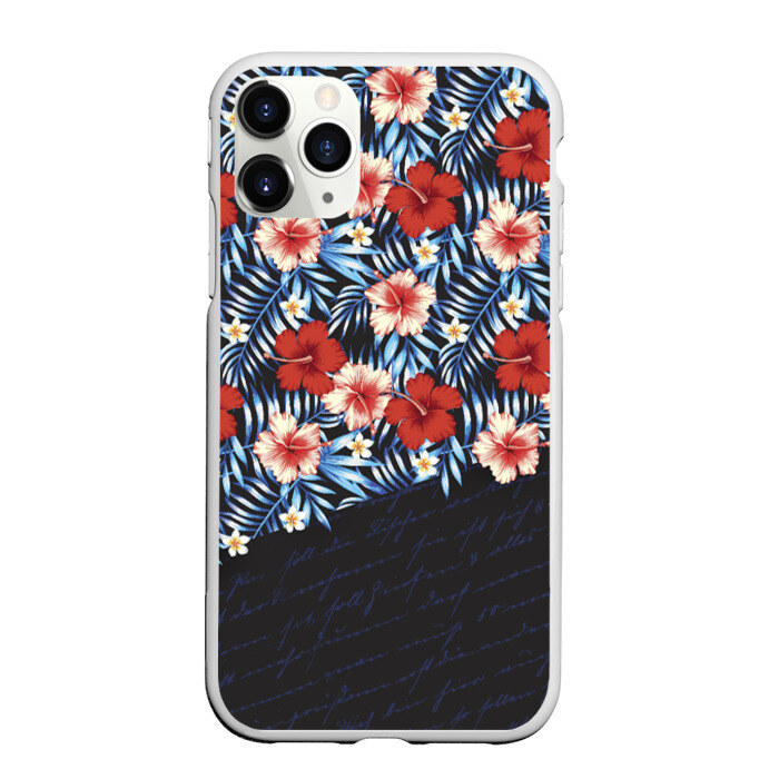 Чехол для iPhone 11 Pro матовый Flowers with inscriptions фото