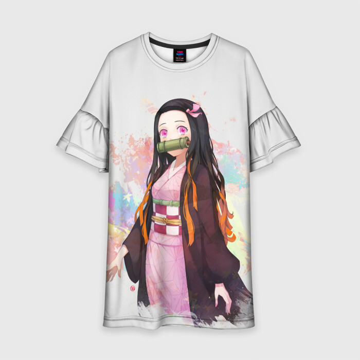 Детское платье 3D НЕЗУКО КАМАДО | КЛИНОК РАССЕКАЮЩИЙ ДЕМОНОВ (Z) фото