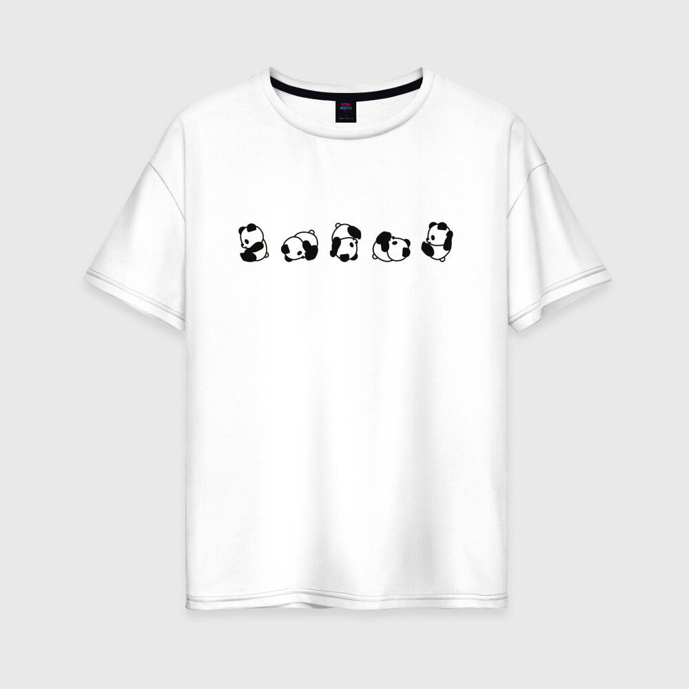 Женская футболка хлопок Oversize Панды фото