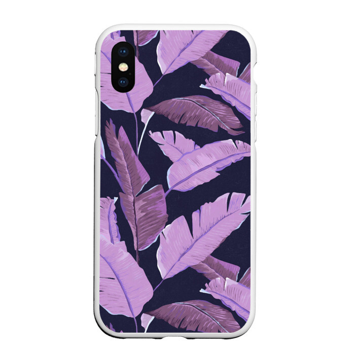 Чехол для iPhone XS Max матовый Tropical leaves 4 purple фото