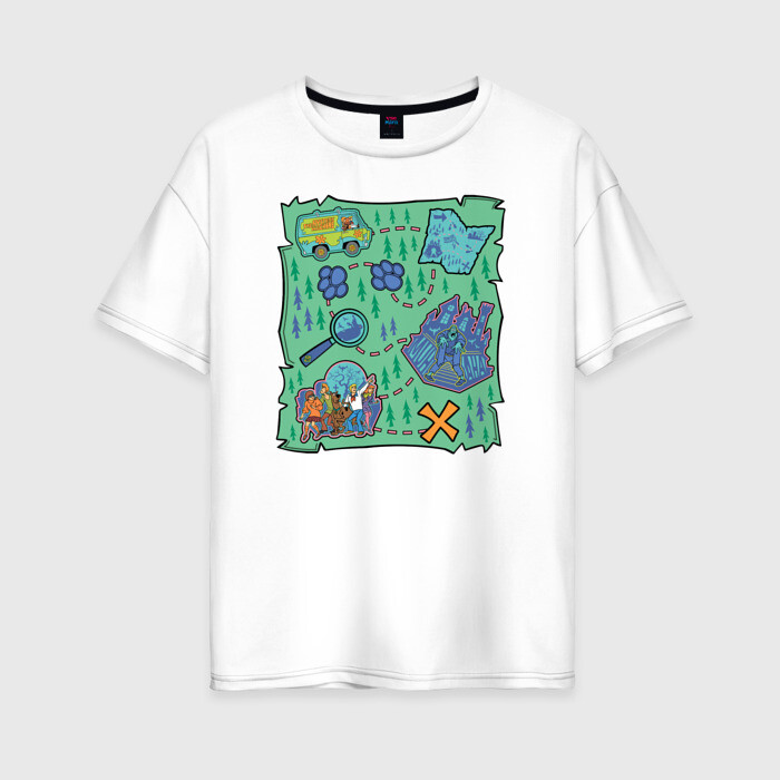 Женская футболка хлопок Oversize Scooby-Doo Map фото