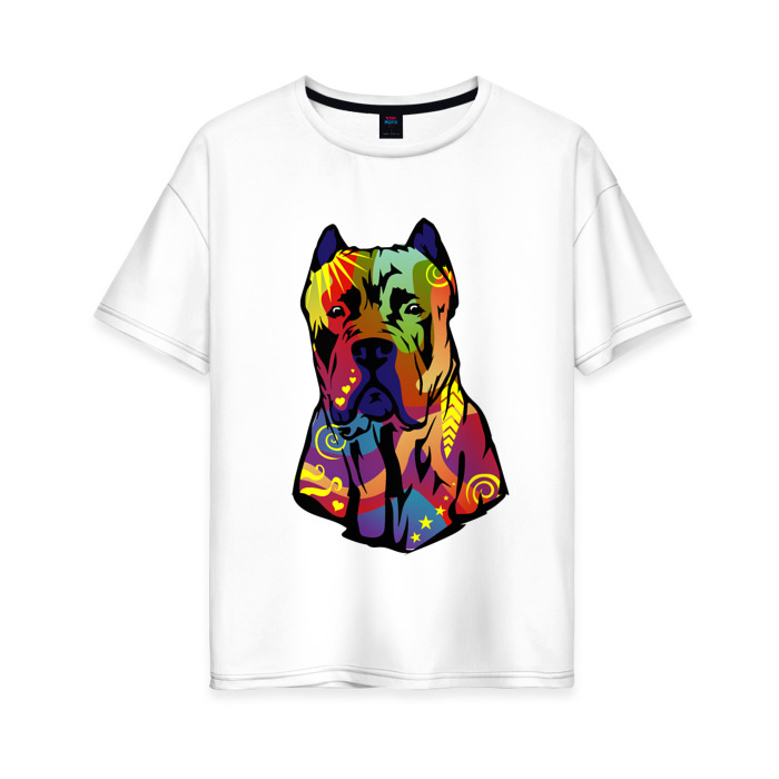 Женская футболка хлопок Oversize Берегись кане корсо! фото