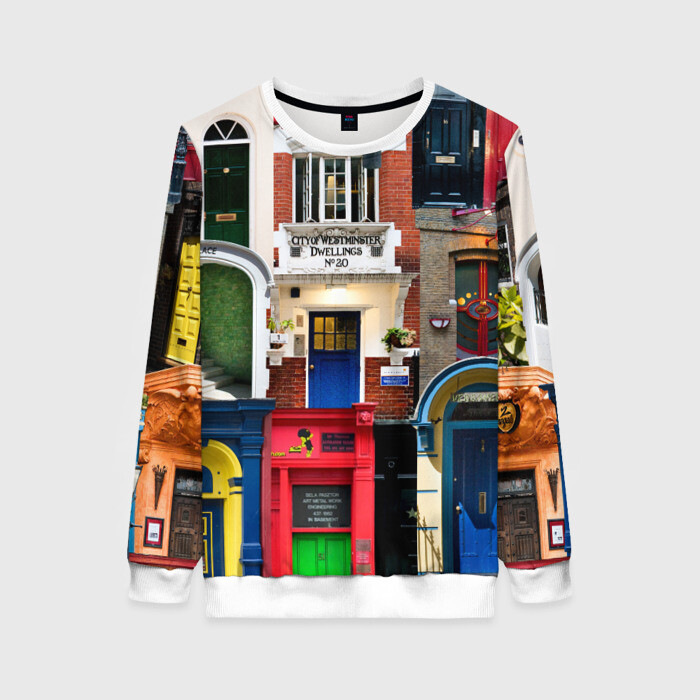 Женский свитшот 3D London doors цифровой коллаж фото