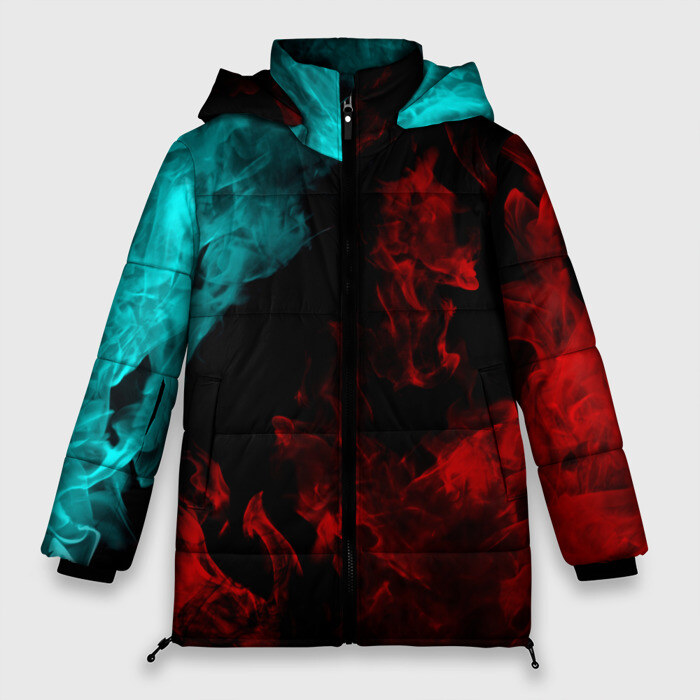 Женская зимняя куртка 3D НЕОНОВЫЙ ОГОНЬ фото