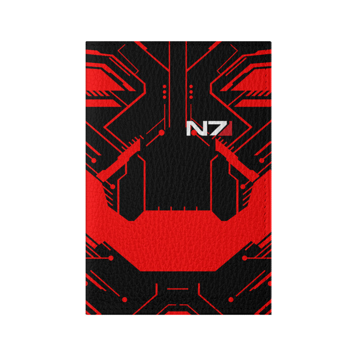 Обложка для паспорта матовая кожа MASS EFFECT N7 фото
