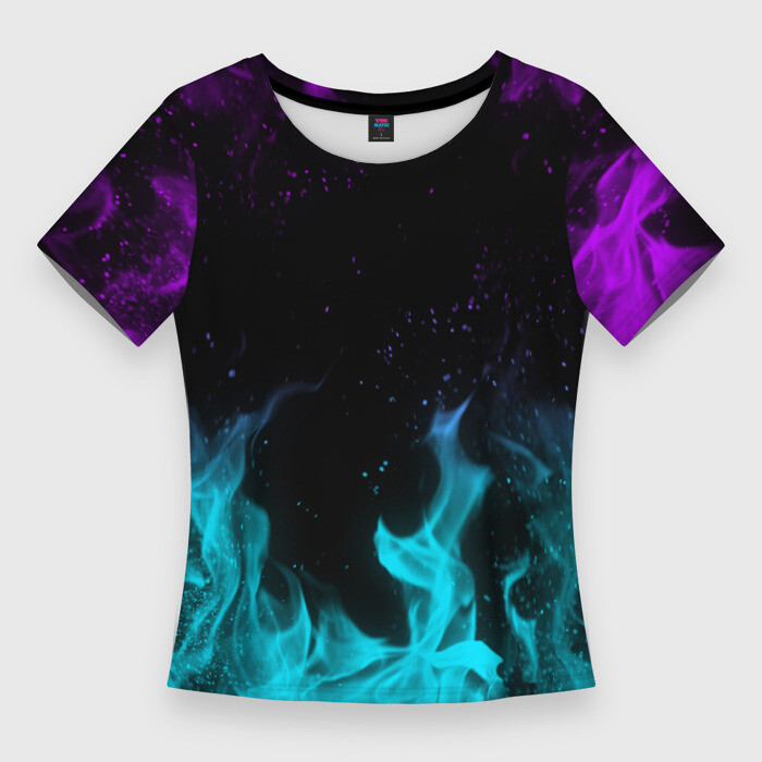 Женская футболка 3D Slim НЕОНОВЫЙ ОГОНЬ | NEON FIRE фото