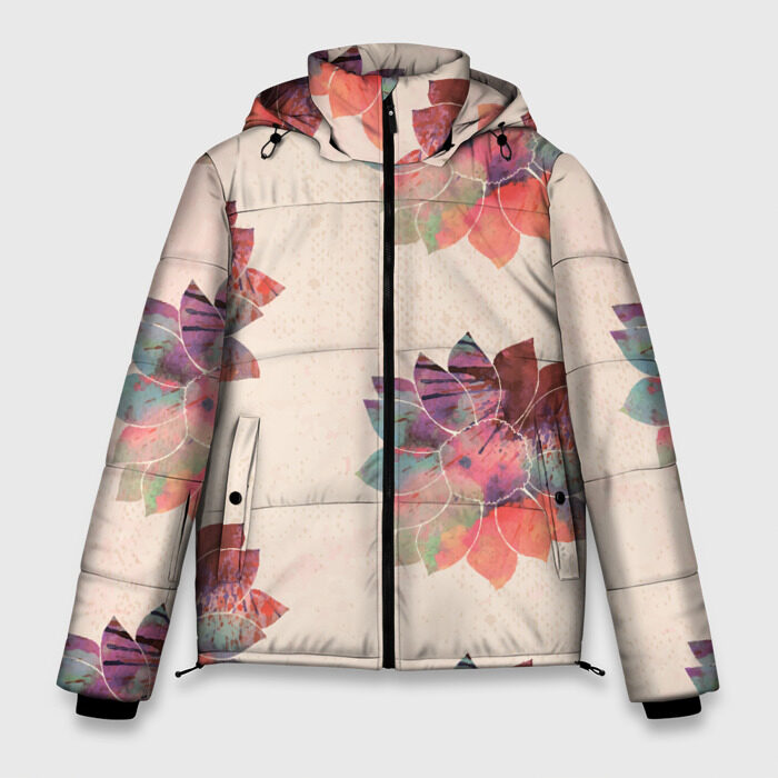 Мужская зимняя куртка 3D Цветочный арт фото