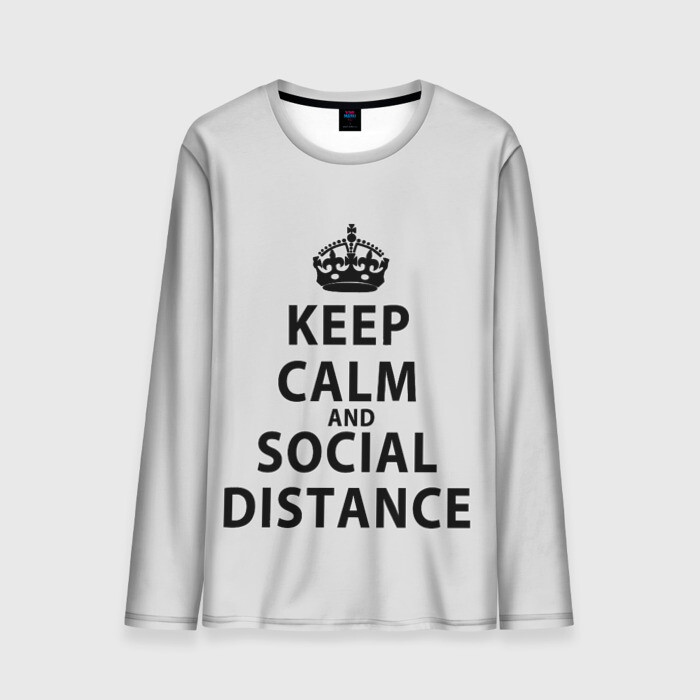 Мужской лонгслив 3D Keep Calm And Social Distance фото