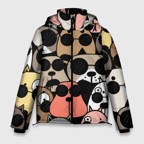 Мужская зимняя куртка 3D Серьезные псы фото