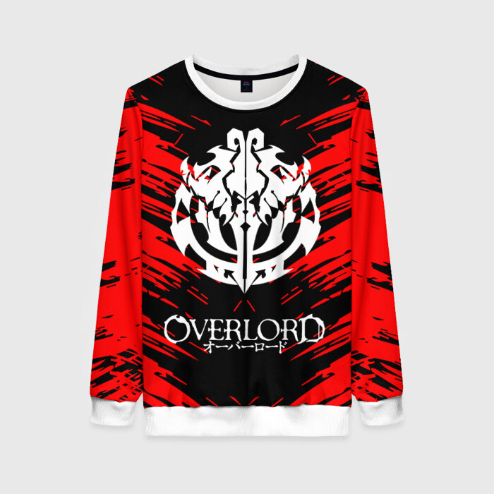 Женский свитшот 3D белый логотип оверлорд на красном фоне фото