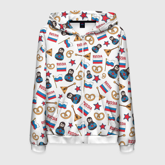 Мужская толстовка 3D на молнии РОССИЯ УЗОР фото