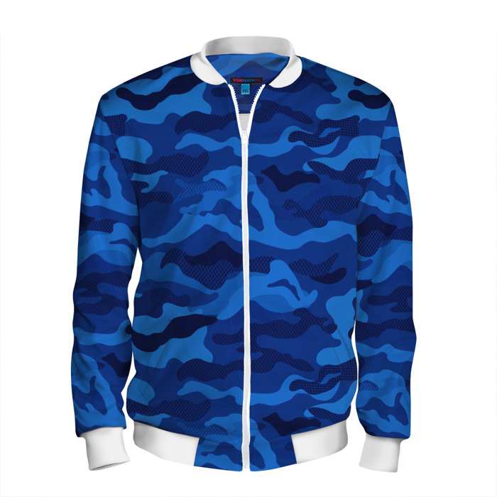 Мужской бомбер 3D СИНИЙ КАМУФЛЯЖ фото