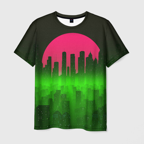 Мужская футболка 3D НЕОНОВЫЙ ГОРОД фото