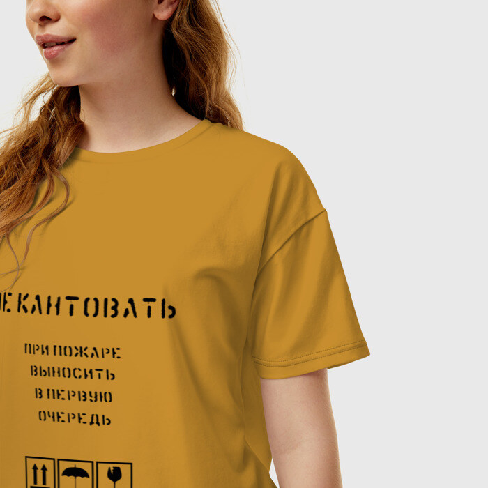 Женская футболка хлопок Oversize Ценный груз не кантовать фото