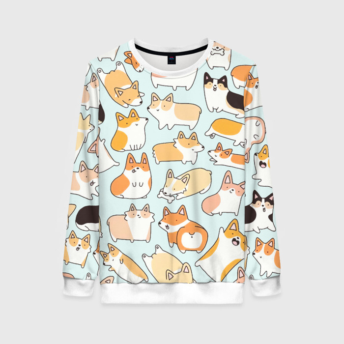 Женский свитшот 3D Милые корги фото