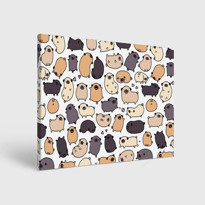 Холст прямоугольный Милые мопсы фото