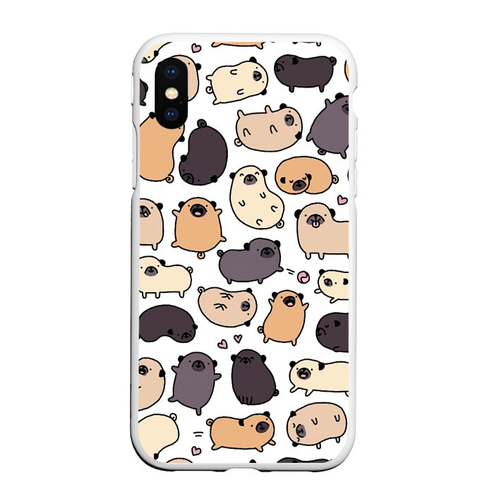 Чехол для iPhone XS Max матовый Милые мопсы фото