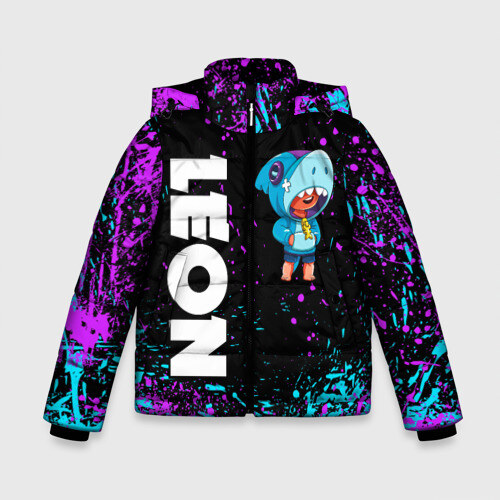 Зимняя куртка для мальчиков 3D BRAWL STARS LEON SHARK фото