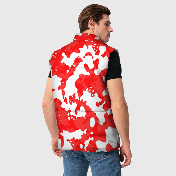 Мужской жилет утепленный 3D Красно белая фото