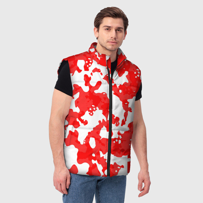 Мужской жилет утепленный 3D Красно белая фото