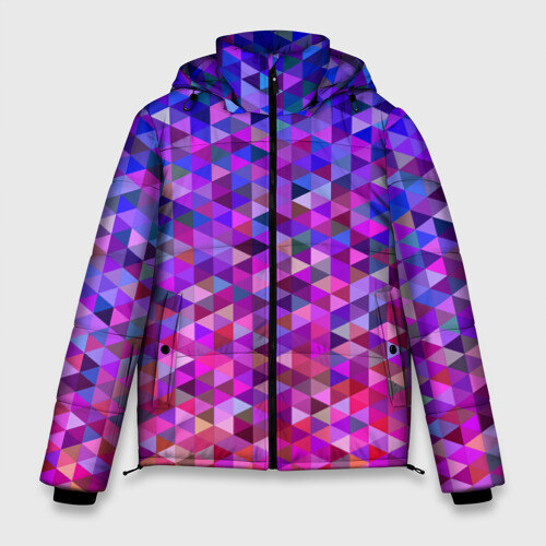 Мужская зимняя куртка 3D Треугольники мозаика пиксели фото