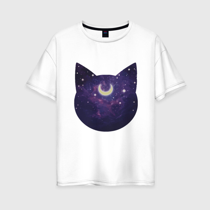 Женская футболка хлопок Oversize Space Cat фото
