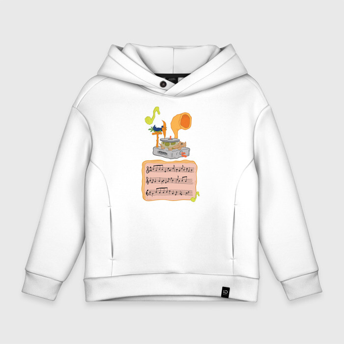 Детское худи Oversize хлопок Gramophone bird фото