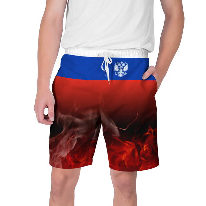 Мужские шорты 3D Россия огонь фото