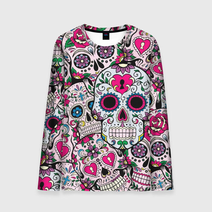 Мужской лонгслив 3D Весёлые черепа фото