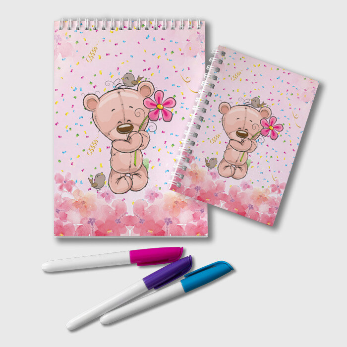 Блокнот Милый мишка с цветочком фото
