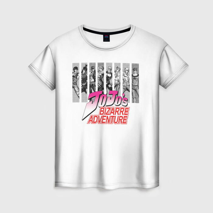 Женская футболка 3D Джоджо герои нарезка на белом фото