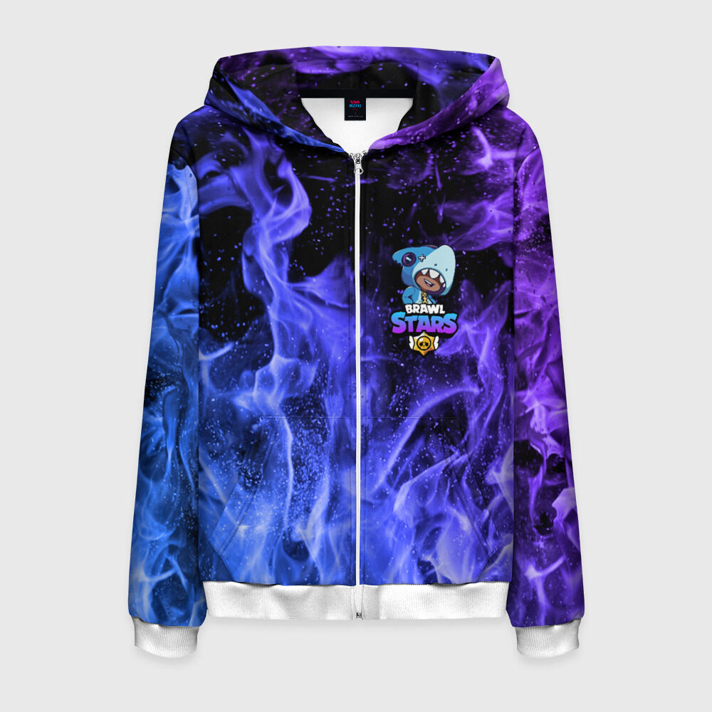 Мужская толстовка 3D на молнии Brawl Stars LEON SHARK фото