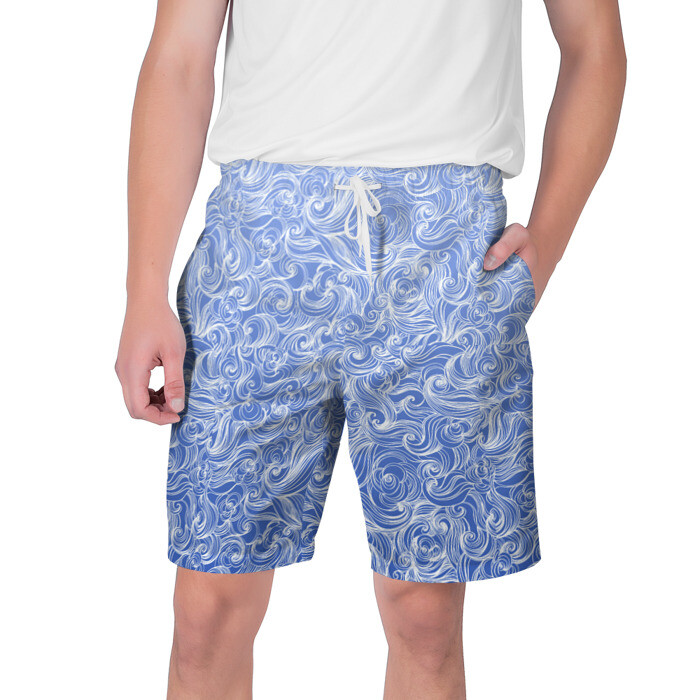 Мужские шорты 3D Волны на голубом фоне фото