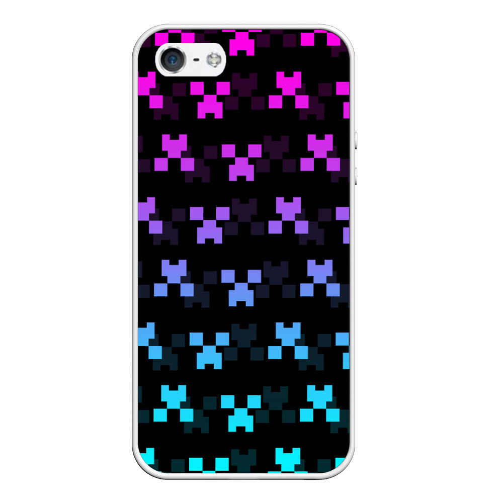Чехол для iPhone 5/5S матовый MINECRAFT CREEPER NEON фото