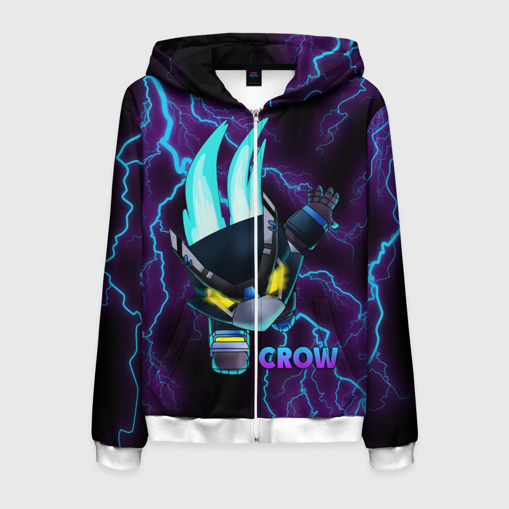 Мужская толстовка 3D на молнии Brawl Stars CROW фото