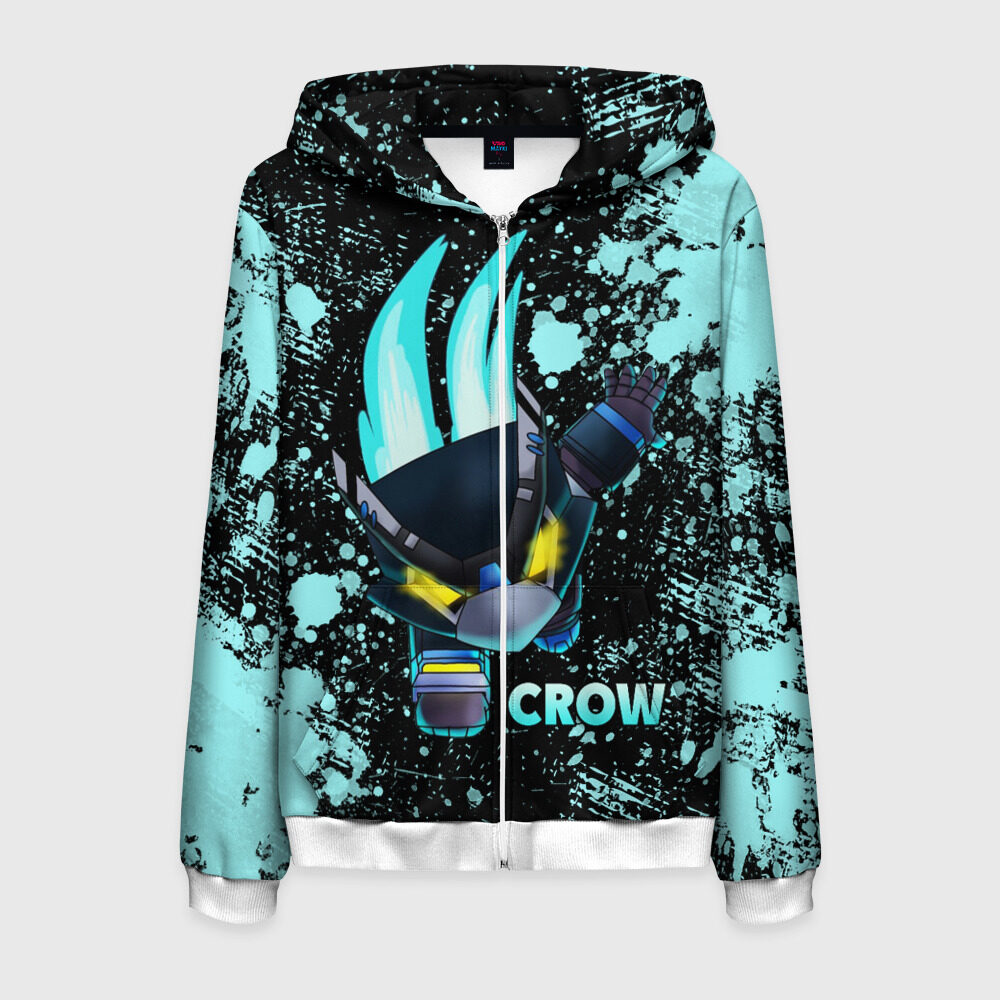 Мужская толстовка 3D на молнии Brawl Stars CROW фото