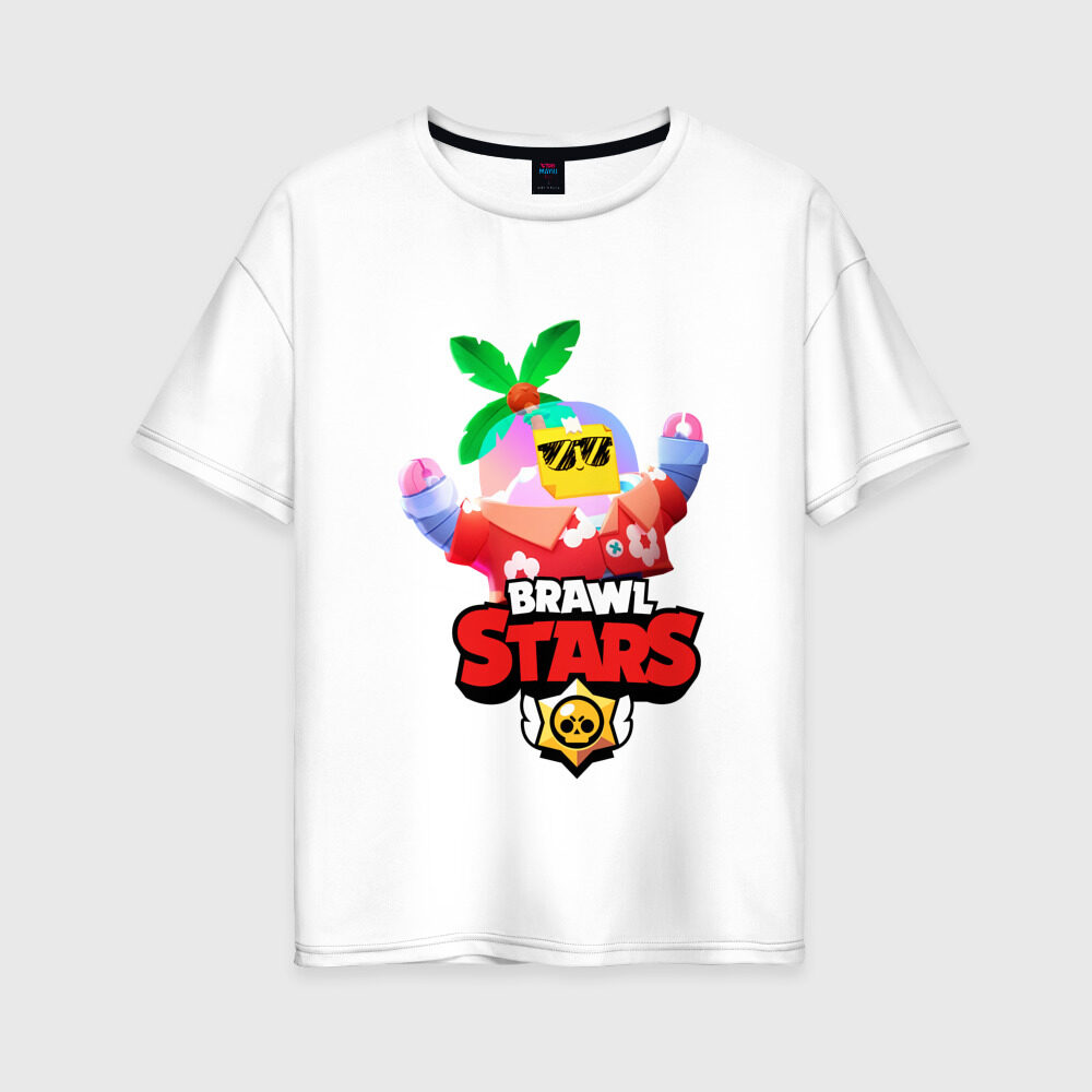 Женская футболка хлопок Oversize BRAWL STARS TROPICAL SPROUT фото