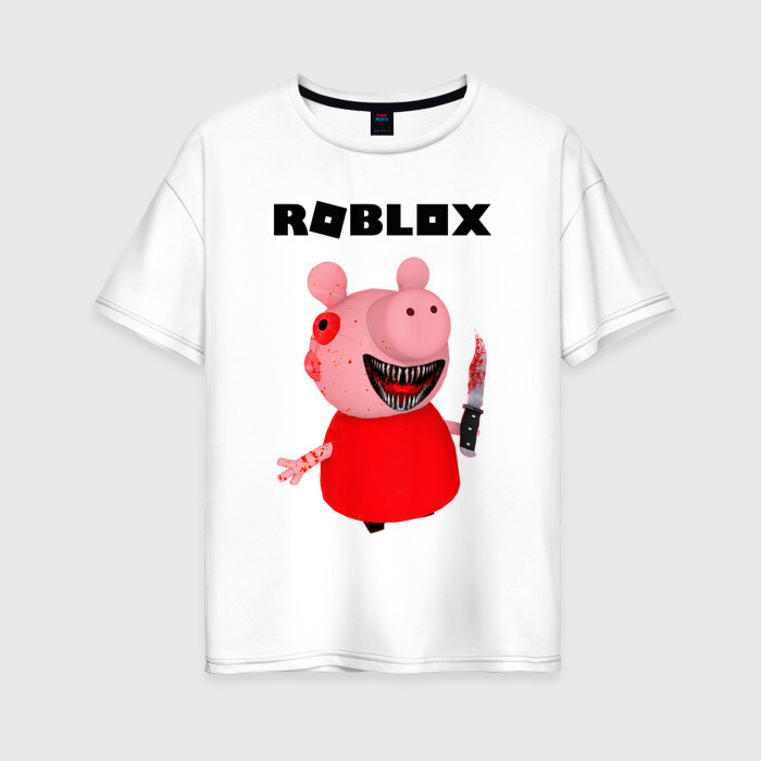 Женская футболка хлопок Oversize ROBLOX PIGGI фото