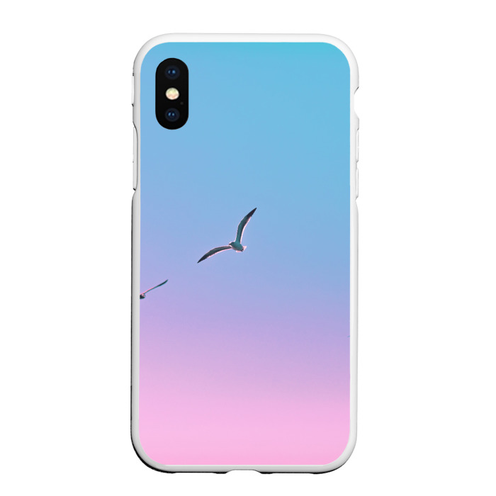 Чехол для iPhone XS Max матовый чайки птицы полет градиент фото