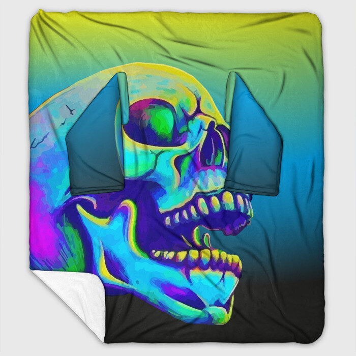 Плед с рукавами Neon skull фото