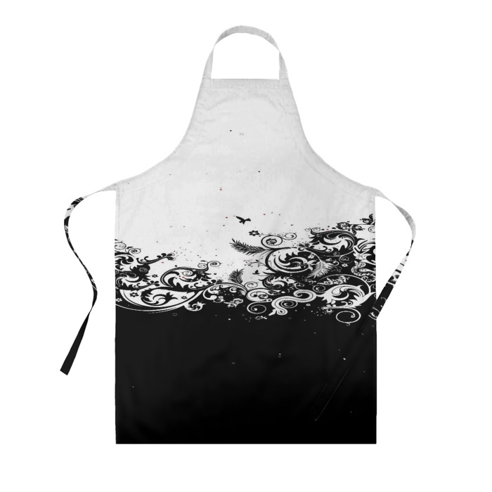 Фартук 3D узоры линии черный белый чб фото