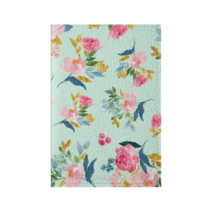 Обложка для паспорта матовая кожа Цветы фото