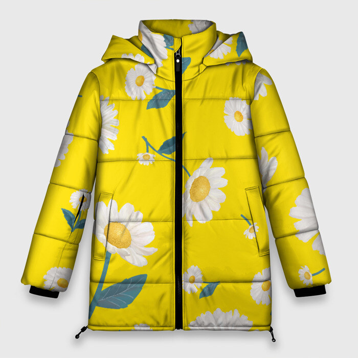Женская зимняя куртка 3D Ромашки фото