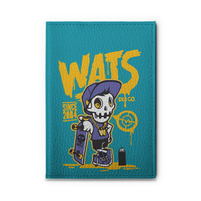 Обложка для автодокументов Граффити Wats (череп в кепке) фото