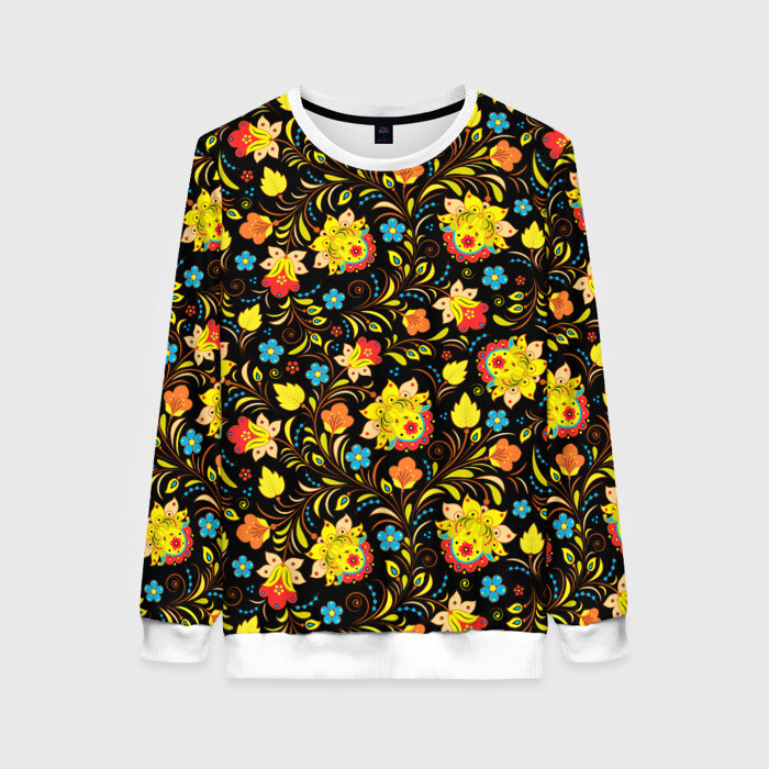 Женский свитшот 3D Яркая Хохлома фото