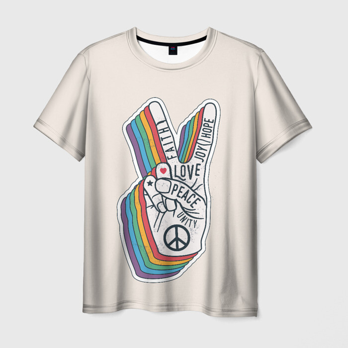 Мужская футболка 3D PEACE and LOVE (Z) фото