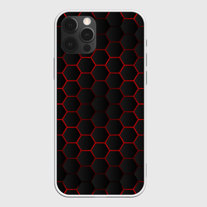 Чехол для iPhone 12 Pro Max 3D black & red фото
